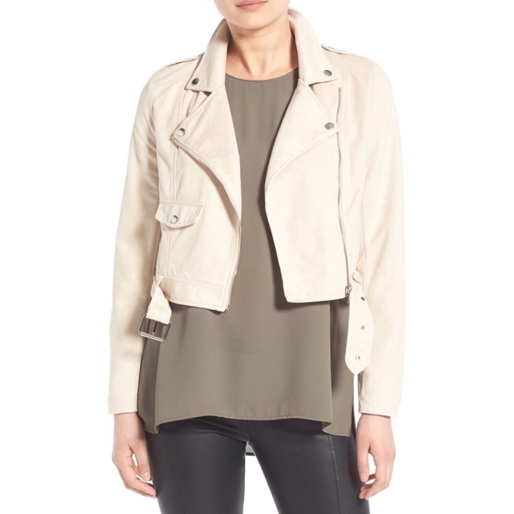 ⭐️Missguided Crop Faux Suede Moto Jacket